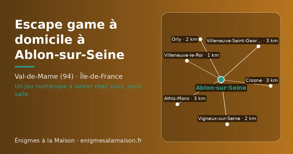 Carte schématique : Ablon-sur-Seine et les communes voisines présentées sur ce site (Villeneuve-le-Roi, Orly, Vigneux-sur-Seine, Villeneuve-Saint-Georges, Crosne, Athis-Mons)