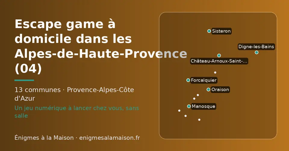 Carte schématique des 13 communes des Alpes-de-Haute-Provence présentées sur ce site