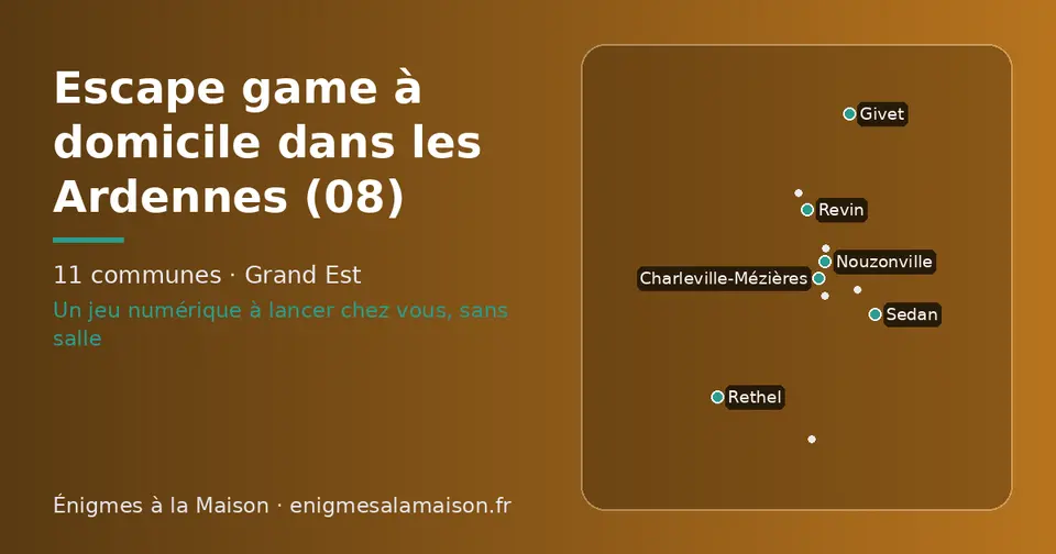 Carte schématique des 11 communes des Ardennes présentées sur ce site
