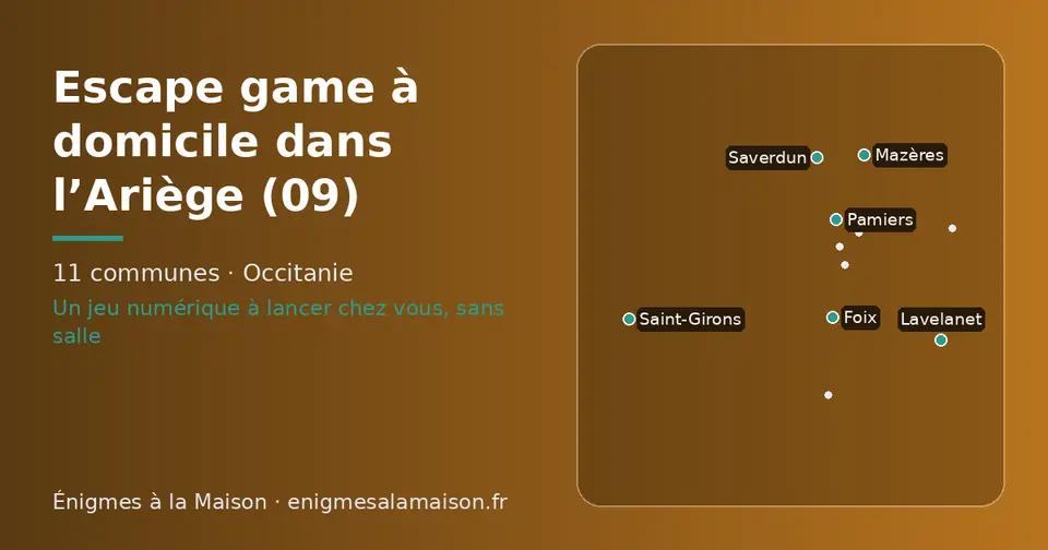 Carte schématique des 11 communes de l’Ariège présentées sur ce site