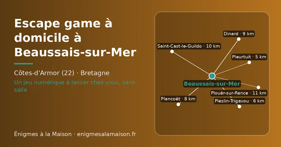Carte schématique : Beaussais-sur-Mer et les communes voisines présentées sur ce site (Pleurtuit, Pleslin-Trigavou, Plancoët, Dinard, Saint-Cast-le-Guildo, Plouër-sur-Rance)