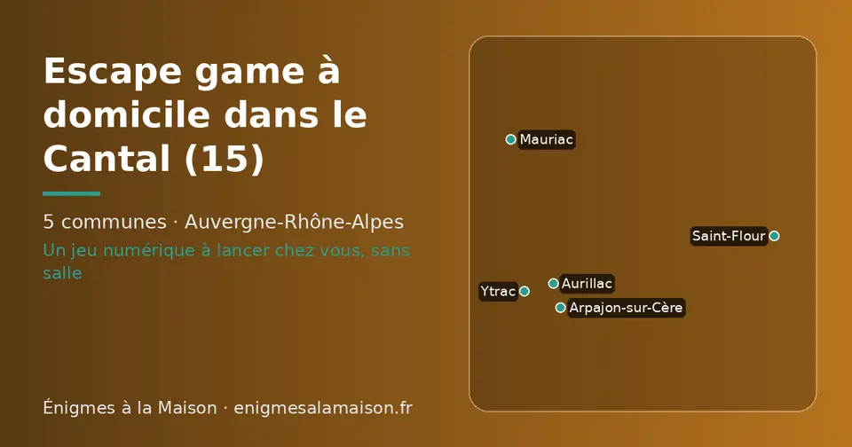 Carte schématique des 5 communes du Cantal présentées sur ce site