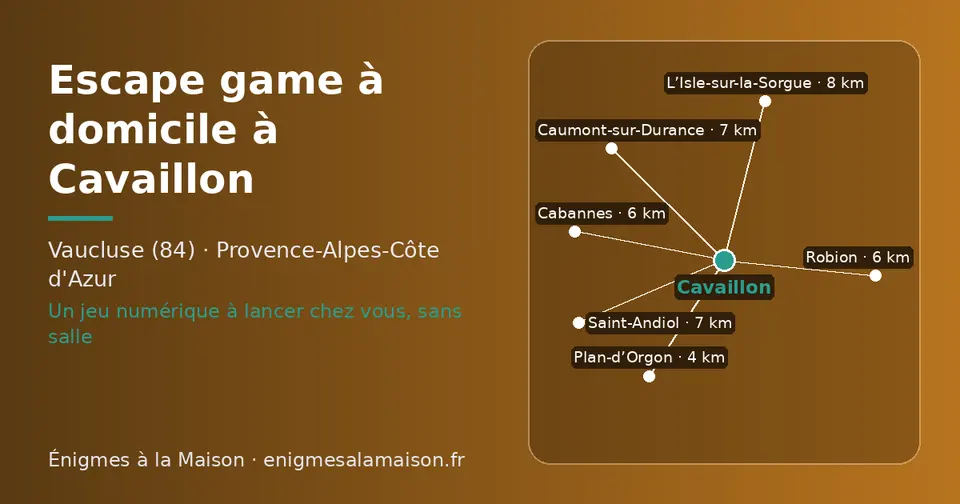 Carte schématique : Cavaillon et les communes voisines présentées sur ce site (Plan-d’Orgon, Robion, Cabannes, Saint-Andiol, Caumont-sur-Durance, L’Isle-sur-la-Sorgue)