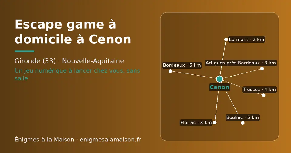 Carte schématique : Cenon et les communes voisines présentées sur ce site (Lormont, Floirac, Artigues-près-Bordeaux, Tresses, Bouliac, Bordeaux)