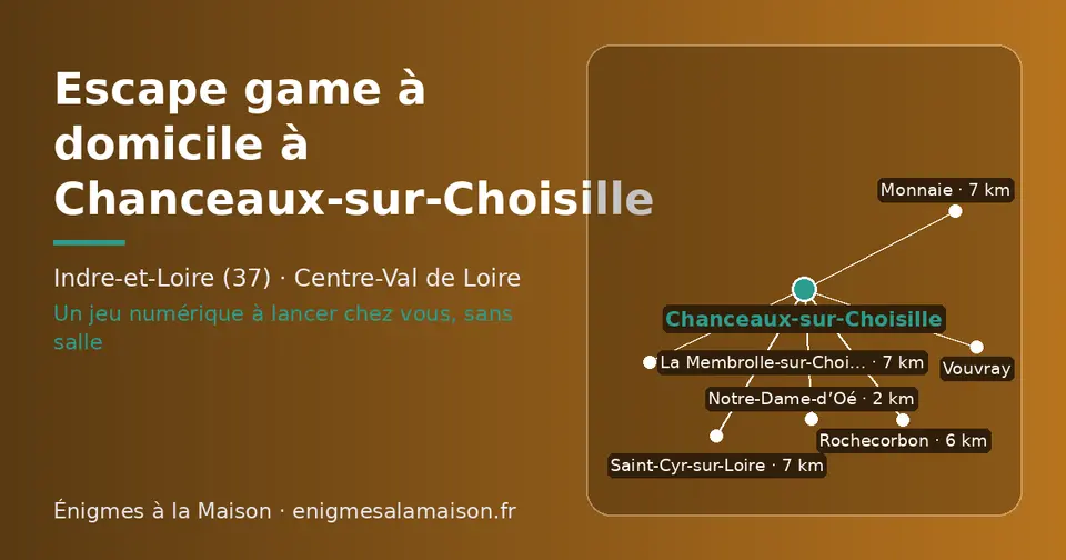 Carte schématique : Chanceaux-sur-Choisille et les communes voisines présentées sur ce site (Notre-Dame-d’Oé, Rochecorbon, Monnaie, La Membrolle-sur-Choisille, Saint-Cyr-sur-Loire, Vouvray)
