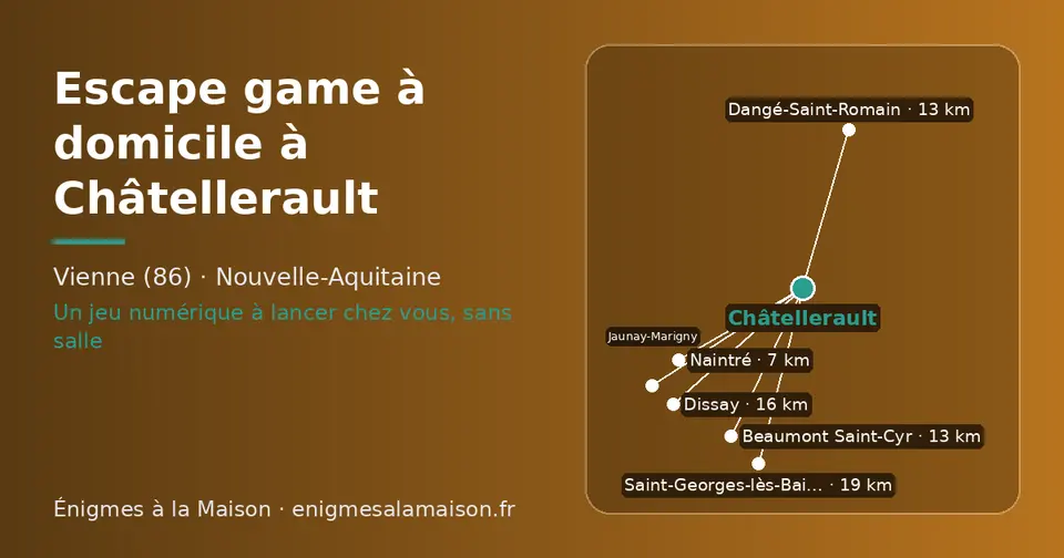 Carte schématique : Châtellerault et les communes voisines présentées sur ce site (Naintré, Beaumont Saint-Cyr, Dangé-Saint-Romain, Dissay, Jaunay-Marigny, Saint-Georges-lès-Baillargeaux)