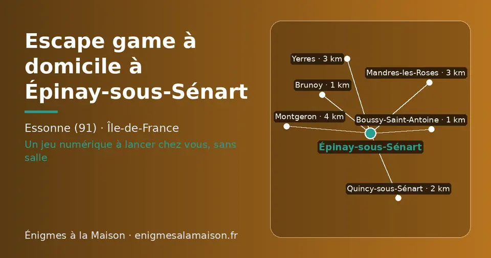Carte schématique : Épinay-sous-Sénart et les communes voisines présentées sur ce site (Brunoy, Boussy-Saint-Antoine, Quincy-sous-Sénart, Mandres-les-Roses, Yerres, Montgeron)