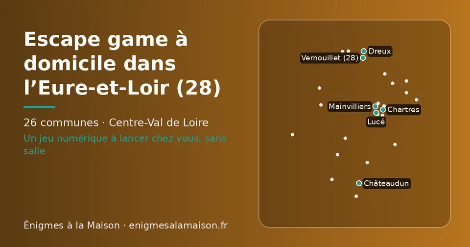 Carte schématique des 26 communes de l’Eure-et-Loir présentées sur ce site