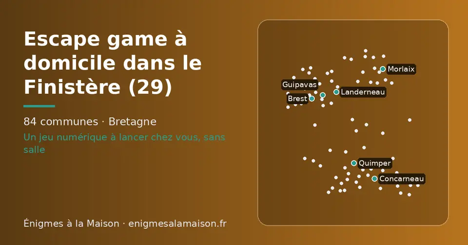 Carte schématique des 84 communes du Finistère présentées sur ce site