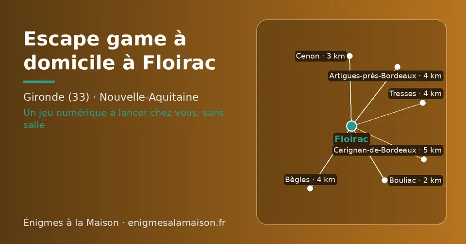 Carte schématique : Floirac et les communes voisines présentées sur ce site (Bouliac, Cenon, Bègles, Artigues-près-Bordeaux, Tresses, Carignan-de-Bordeaux)