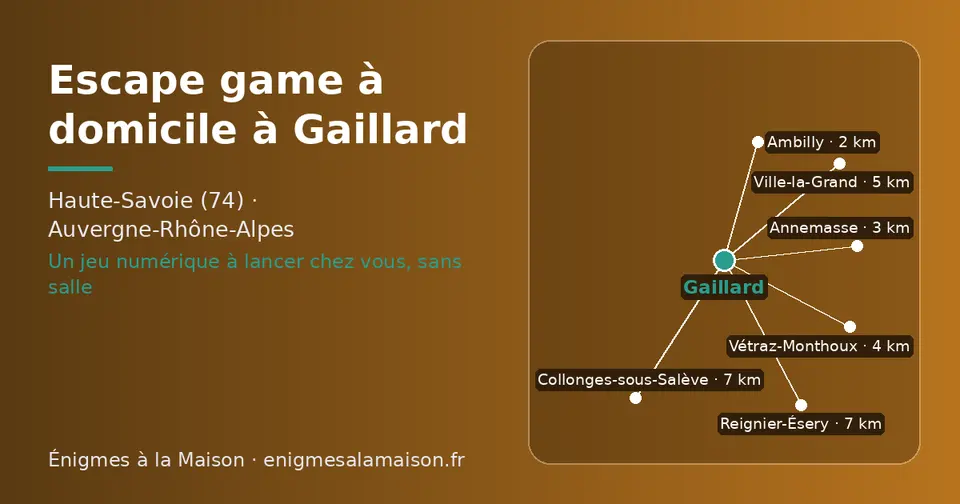 Carte schématique : Gaillard et les communes voisines présentées sur ce site (Ambilly, Annemasse, Vétraz-Monthoux, Ville-la-Grand, Collonges-sous-Salève, Reignier-Ésery)