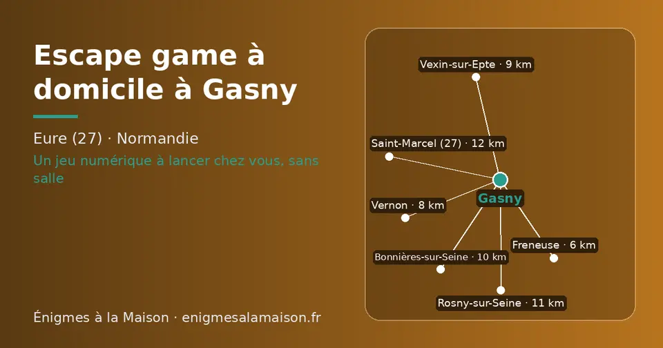 Carte schématique : Gasny et les communes voisines présentées sur ce site (Freneuse, Vernon, Vexin-sur-Epte, Bonnières-sur-Seine, Rosny-sur-Seine, Saint-Marcel (27))