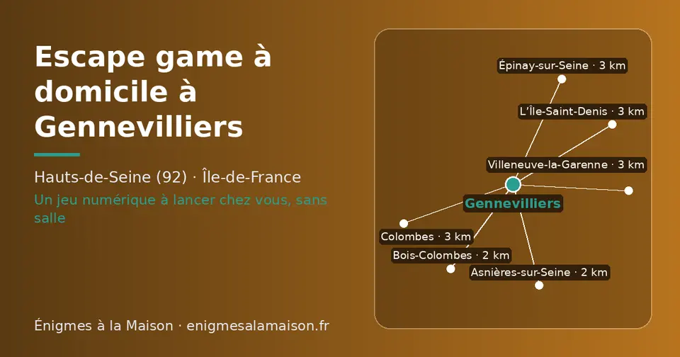 Carte schématique : Gennevilliers et les communes voisines présentées sur ce site (Asnières-sur-Seine, Bois-Colombes, Villeneuve-la-Garenne, L’Île-Saint-Denis, Colombes, Épinay-sur-Seine)