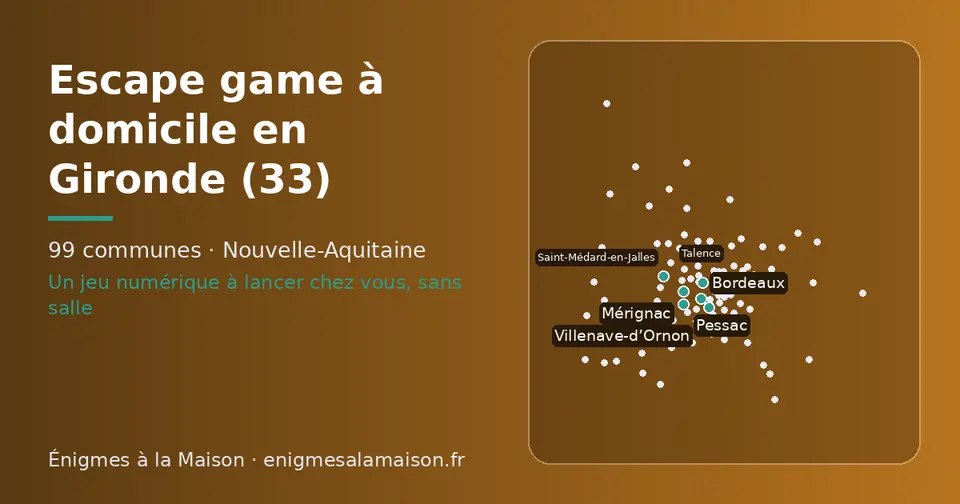 Carte schématique des 99 communes de la Gironde présentées sur ce site