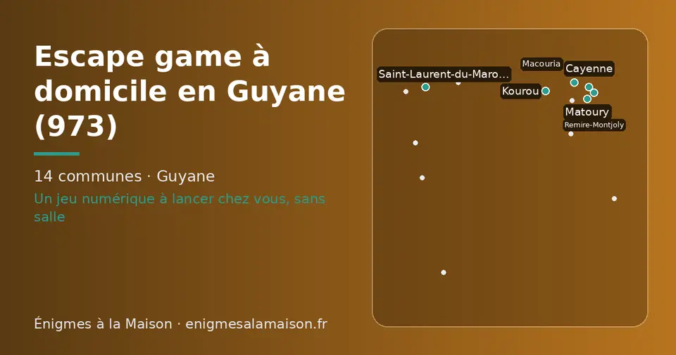 Carte schématique des 14 communes de la Guyane présentées sur ce site