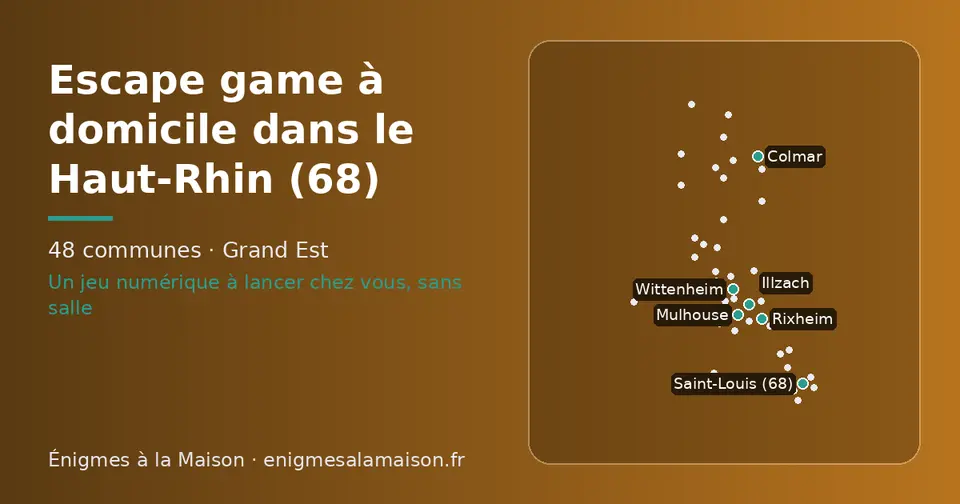 Carte schématique des 48 communes du Haut-Rhin présentées sur ce site