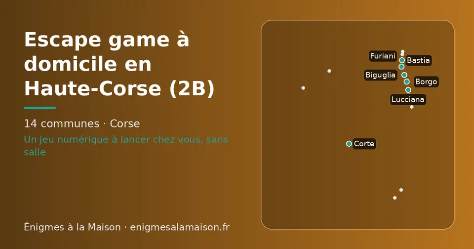 Carte schématique des 14 communes de la Haute-Corse présentées sur ce site