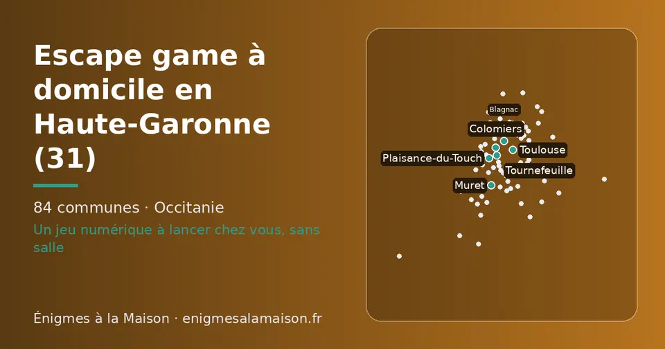 Carte schématique des 84 communes de la Haute-Garonne présentées sur ce site
