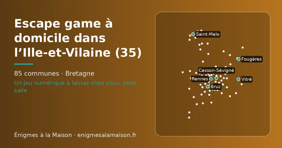 Carte schématique des 85 communes de l’Ille-et-Vilaine présentées sur ce site