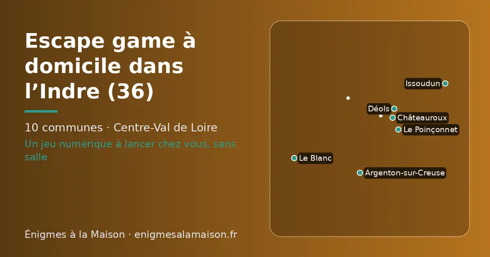 Carte schématique des 10 communes de l’Indre présentées sur ce site