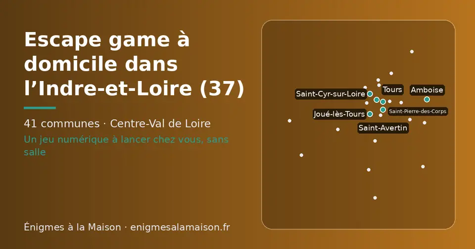 Carte schématique des 41 communes de l’Indre-et-Loire présentées sur ce site