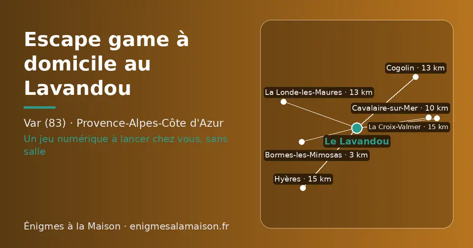 Carte schématique : Le Lavandou et les communes voisines présentées sur ce site (Bormes-les-Mimosas, Cavalaire-sur-Mer, La Londe-les-Maures, Cogolin, Hyères, La Croix-Valmer)