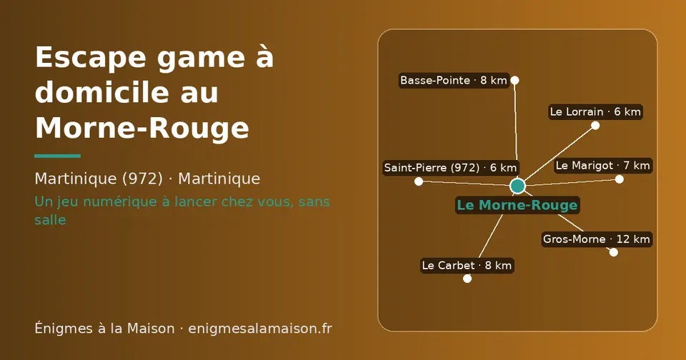 Carte schématique : Le Morne-Rouge et les communes voisines présentées sur ce site (Saint-Pierre (972), Le Lorrain, Le Marigot, Basse-Pointe, Le Carbet, Gros-Morne)