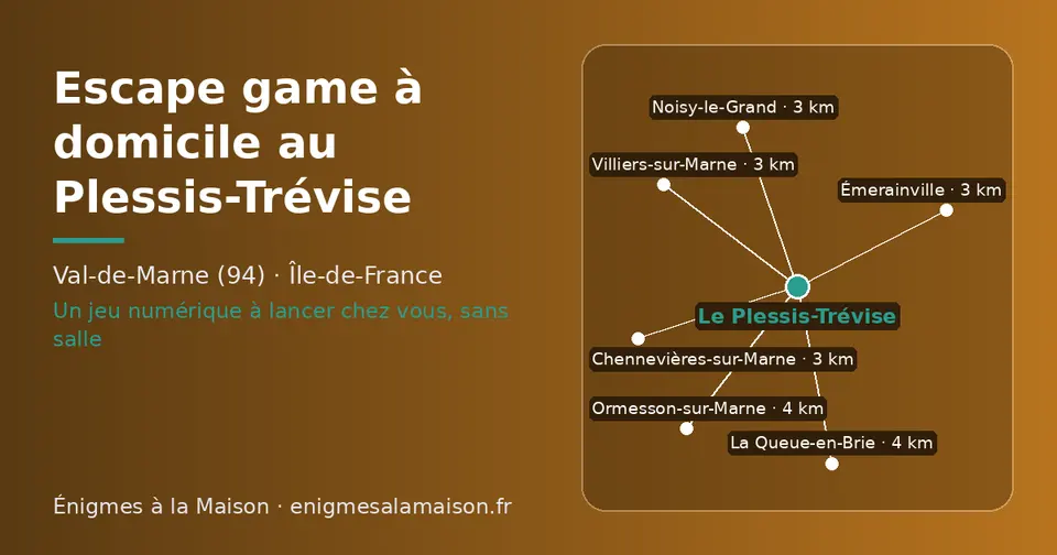 Carte schématique : Le Plessis-Trévise et les communes voisines présentées sur ce site (Émerainville, Chennevières-sur-Marne, Villiers-sur-Marne, Noisy-le-Grand, La Queue-en-Brie, Ormesson-sur-Marne)