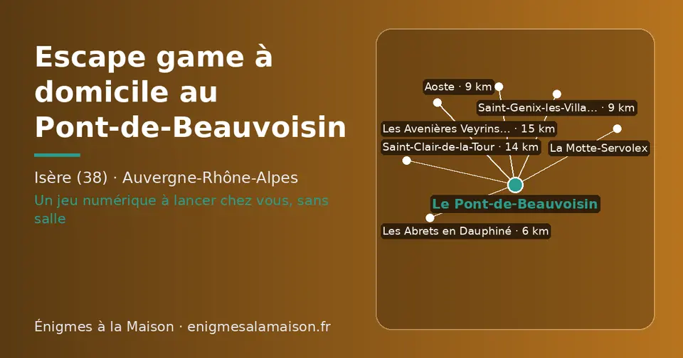Carte schématique : Le Pont-de-Beauvoisin et les communes voisines présentées sur ce site (Les Abrets en Dauphiné, Aoste, Saint-Genix-les-Villages, Saint-Clair-de-la-Tour, Les Avenières Veyrins-Thuellin, La Motte-Servolex)