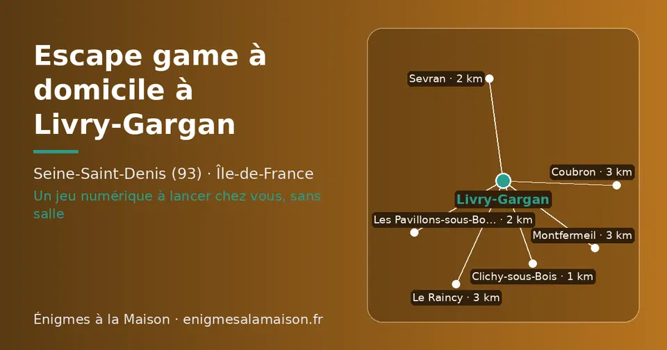 Carte schématique : Livry-Gargan et les communes voisines présentées sur ce site (Clichy-sous-Bois, Sevran, Les Pavillons-sous-Bois, Le Raincy, Coubron, Montfermeil)