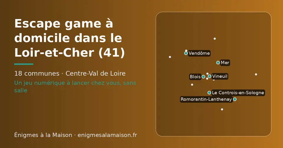 Carte schématique des 18 communes du Loir-et-Cher présentées sur ce site
