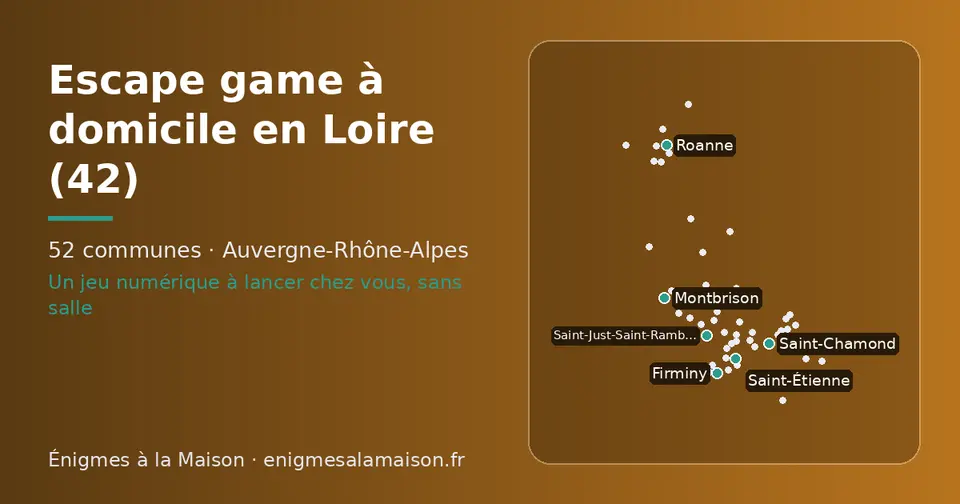 Carte schématique des 52 communes de la Loire présentées sur ce site