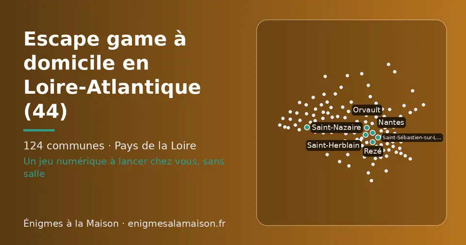 Carte schématique des 124 communes de la Loire-Atlantique présentées sur ce site