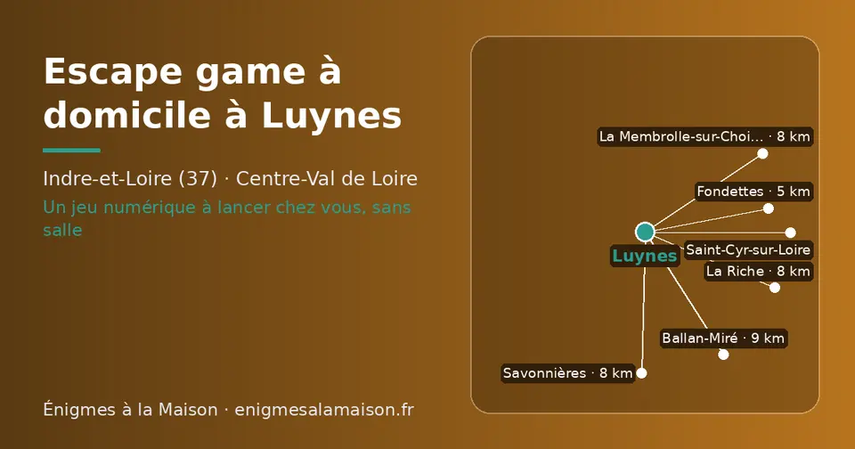 Carte schématique : Luynes et les communes voisines présentées sur ce site (Fondettes, Savonnières, La Membrolle-sur-Choisille, La Riche, Saint-Cyr-sur-Loire, Ballan-Miré)