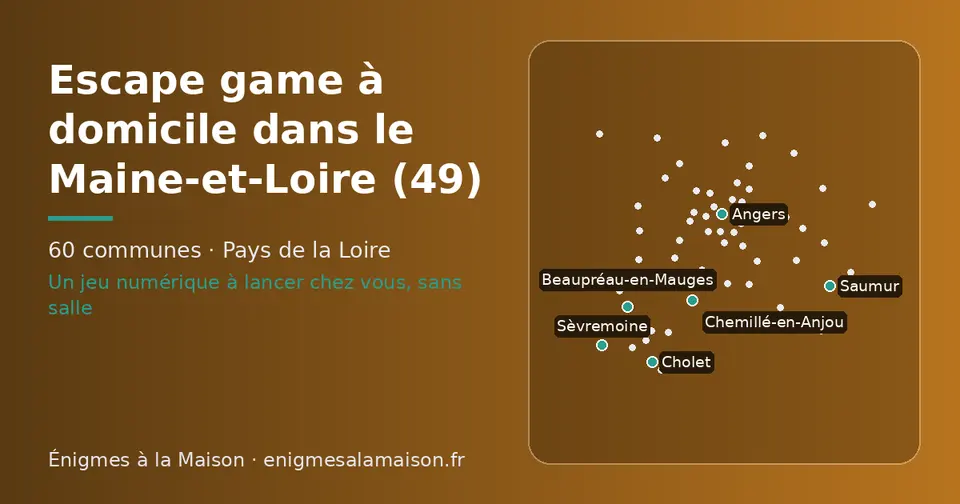 Carte schématique des 60 communes du Maine-et-Loire présentées sur ce site