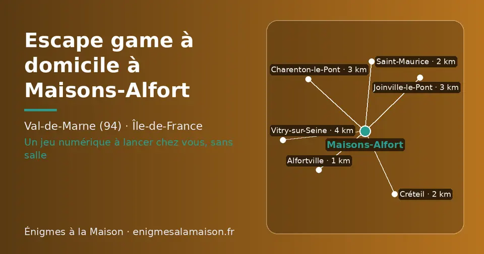 Carte schématique : Maisons-Alfort et les communes voisines présentées sur ce site (Alfortville, Saint-Maurice, Créteil, Joinville-le-Pont, Charenton-le-Pont, Vitry-sur-Seine)