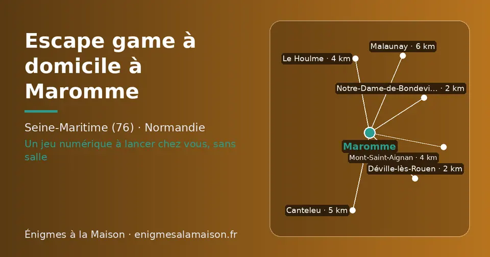 Carte schématique : Maromme et les communes voisines présentées sur ce site (Déville-lès-Rouen, Notre-Dame-de-Bondeville, Mont-Saint-Aignan, Le Houlme, Canteleu, Malaunay)