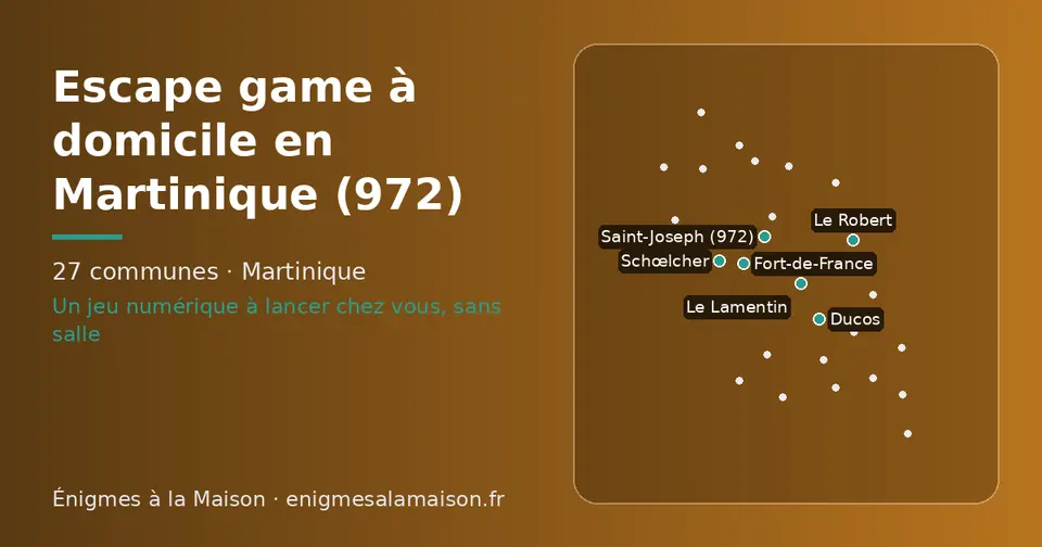 Carte schématique des 27 communes de la Martinique présentées sur ce site