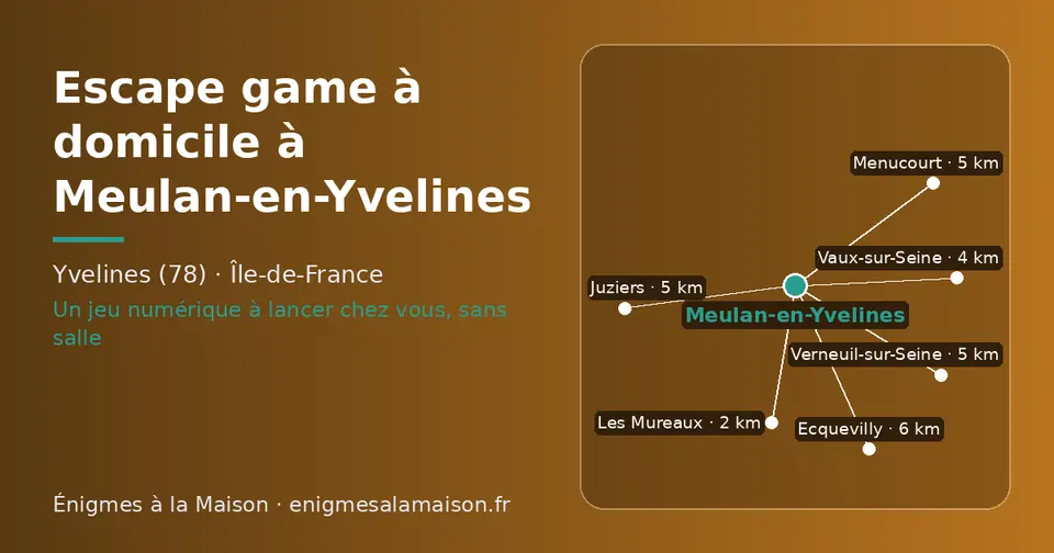 Carte schématique : Meulan-en-Yvelines et les communes voisines présentées sur ce site (Les Mureaux, Vaux-sur-Seine, Verneuil-sur-Seine, Juziers, Menucourt, Ecquevilly)