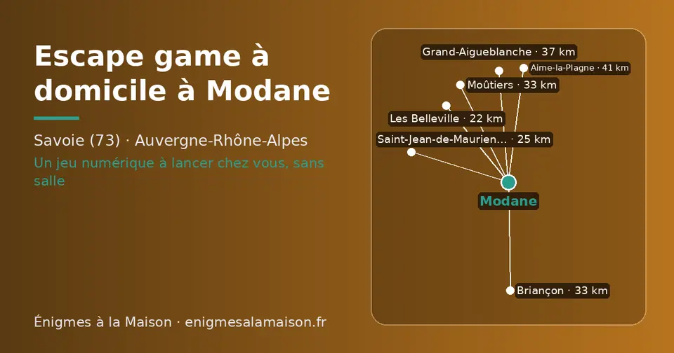 Carte schématique : Modane et les communes voisines présentées sur ce site (Les Belleville, Saint-Jean-de-Maurienne, Briançon, Moûtiers, Grand-Aigueblanche, Aime-la-Plagne)