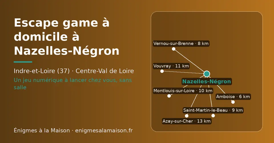 Carte schématique : Nazelles-Négron et les communes voisines présentées sur ce site (Amboise, Vernou-sur-Brenne, Saint-Martin-le-Beau, Montlouis-sur-Loire, Vouvray, Azay-sur-Cher)