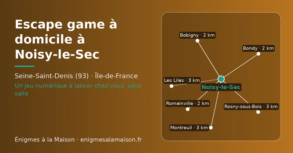 Carte schématique : Noisy-le-Sec et les communes voisines présentées sur ce site (Romainville, Bobigny, Bondy, Rosny-sous-Bois, Les Lilas, Montreuil)