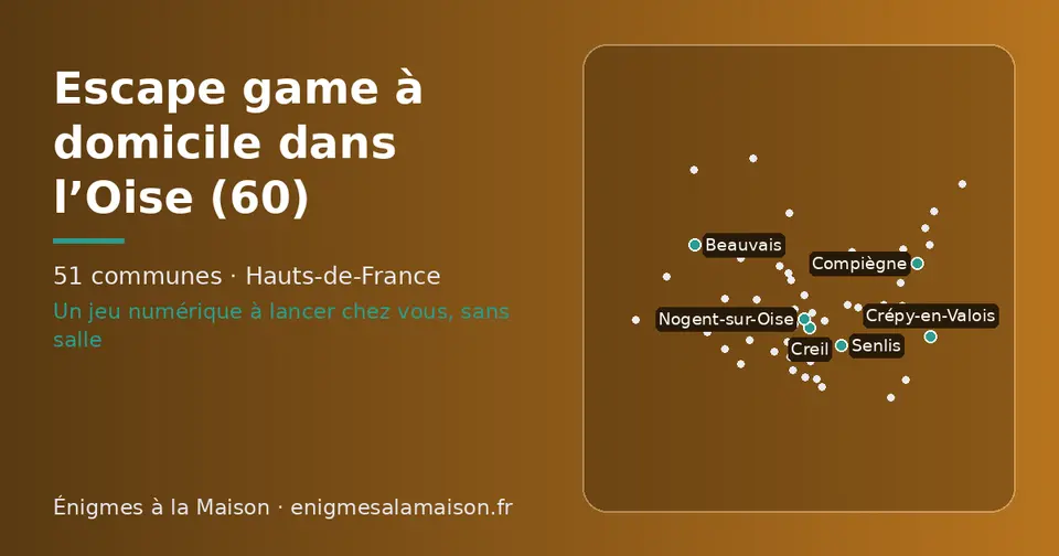 Carte schématique des 51 communes de l’Oise présentées sur ce site