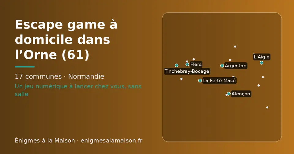 Carte schématique des 17 communes de l’Orne présentées sur ce site