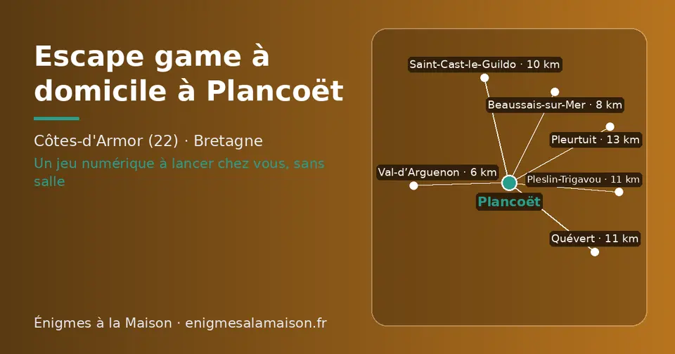 Carte schématique : Plancoët et les communes voisines présentées sur ce site (Val-d’Arguenon, Beaussais-sur-Mer, Saint-Cast-le-Guildo, Pleslin-Trigavou, Quévert, Pleurtuit)