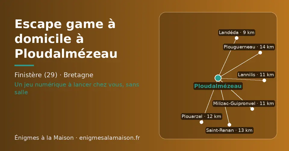 Carte schématique : Ploudalmézeau et les communes voisines présentées sur ce site (Landéda, Milizac-Guipronvel, Lannilis, Plouarzel, Saint-Renan, Plouguerneau)