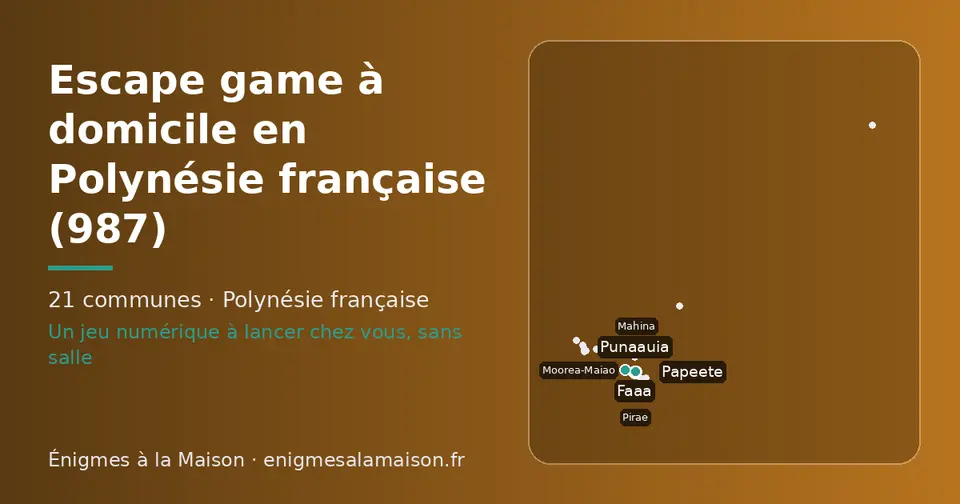 Carte schématique des 21 communes de la Polynésie française présentées sur ce site