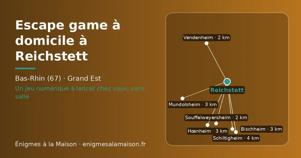 Carte schématique : Reichstett et les communes voisines présentées sur ce site (Souffelweyersheim, Vendenheim, Hœnheim, Mundolsheim, Bischheim, Schiltigheim)