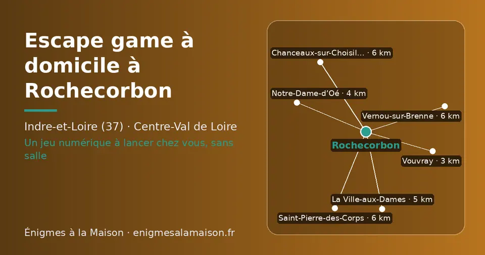Carte schématique : Rochecorbon et les communes voisines présentées sur ce site (Vouvray, Notre-Dame-d’Oé, La Ville-aux-Dames, Saint-Pierre-des-Corps, Vernou-sur-Brenne, Chanceaux-sur-Choisille)