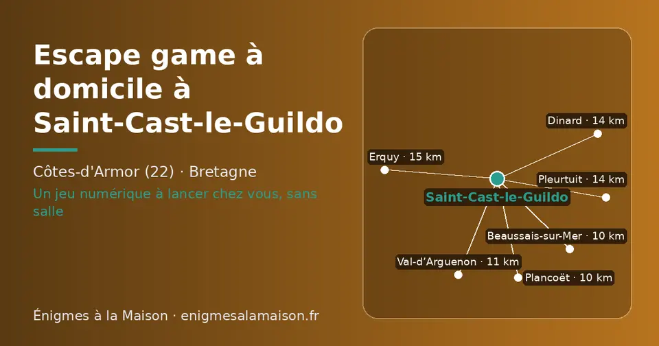 Carte schématique : Saint-Cast-le-Guildo et les communes voisines présentées sur ce site (Beaussais-sur-Mer, Plancoët, Val-d’Arguenon, Pleurtuit, Dinard, Erquy)